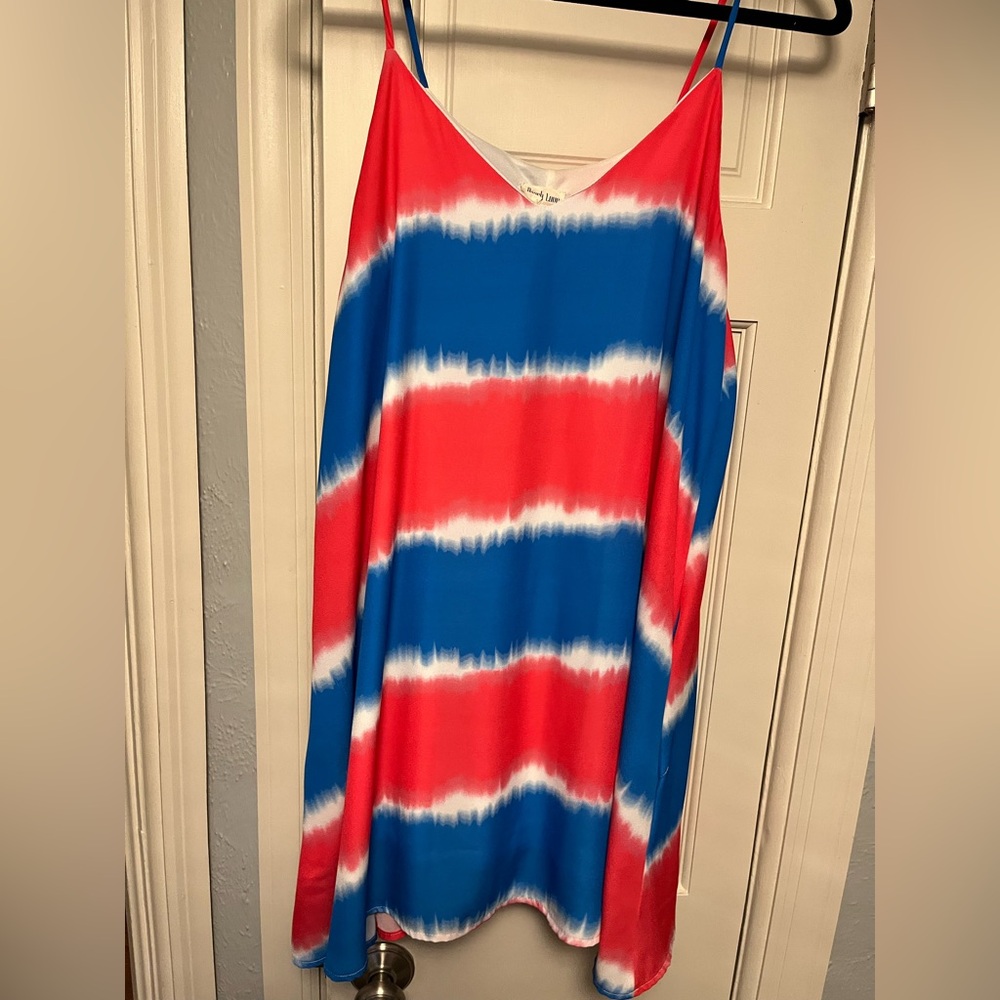 Peach Love California Red and Blue Dress